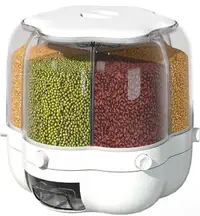 Cereal Container Storage, Upgrade 6 Compartment 360° Rotating 