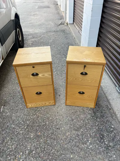 Free delivery used 2 x Wooden Filing Cabinets, View more
