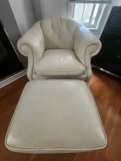 Leather chair and ottoman, View more