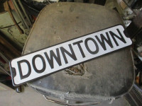 DECORATIVE EMBOSSED DOWNTOWN TIN WALL SIGN $20 MANCAVE DECOR