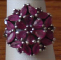 RUBY CLUSTER RING IN SOLID SILVER