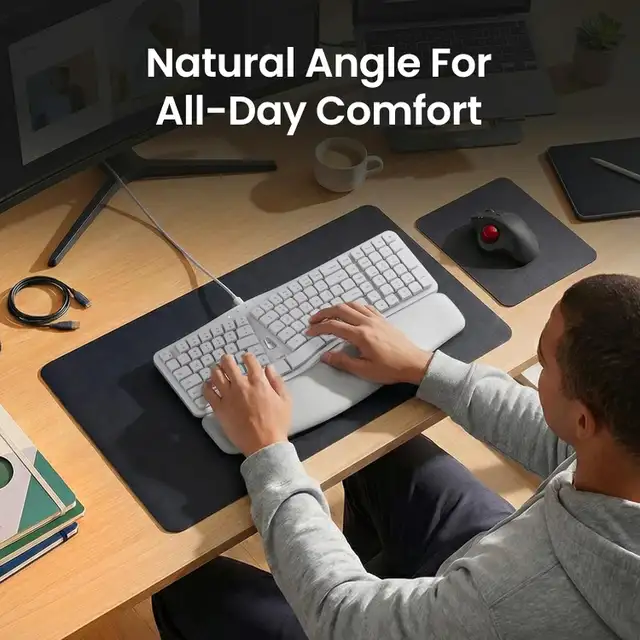 Nulea HA398 Ergonomic Split Wired Keyboard Palm Rest Full Size585103436070277125