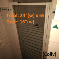 Shower Door - Pre-Fab, Alum, Door, Side Glass - White, 24(w) x65