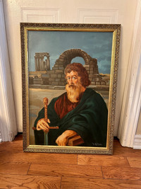 Tableau peinture sur toile St Paul painting on canvas with frame