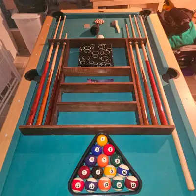 Smaller Pool Table (41"x74") designed for you and your family to share fun! This smaller sized forma...