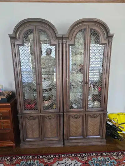 Vintage Wooden China Cabinets with Glass Doors, View more