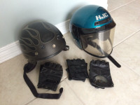 HJC Motorcycle Helmet, Leather Gloves