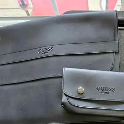 Black GUESS Leather Laptop Bag and Accessory Pouch (New), View more