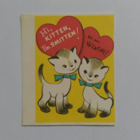 TWO SMITTEN KITTENS VINTAGE VALENTINE CARD