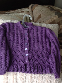 Girls purple sweater Hand knit