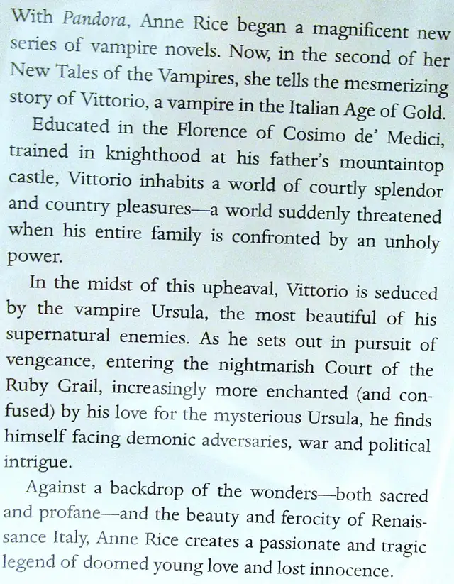"VITTORIO THE VAMPIRE" ANNE RICE HARDCOVER 1st EDITION, NEW in Fiction in Hamilton - Image 5
