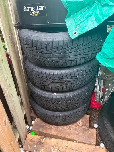 Came off of a Vw Tiguan All of the tires have good tread 3 of the tires are old 1 tire and rim is ne...