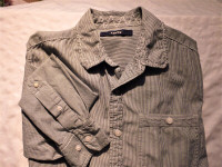 Men's Gray Striped Levi's Long Sleeve Size S Shirt
