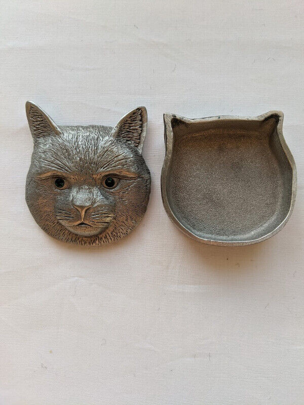 Pewter Cat Trinket Box & Figurines x7 in Arts & Collectibles in Oakville / Halton Region - Image 2