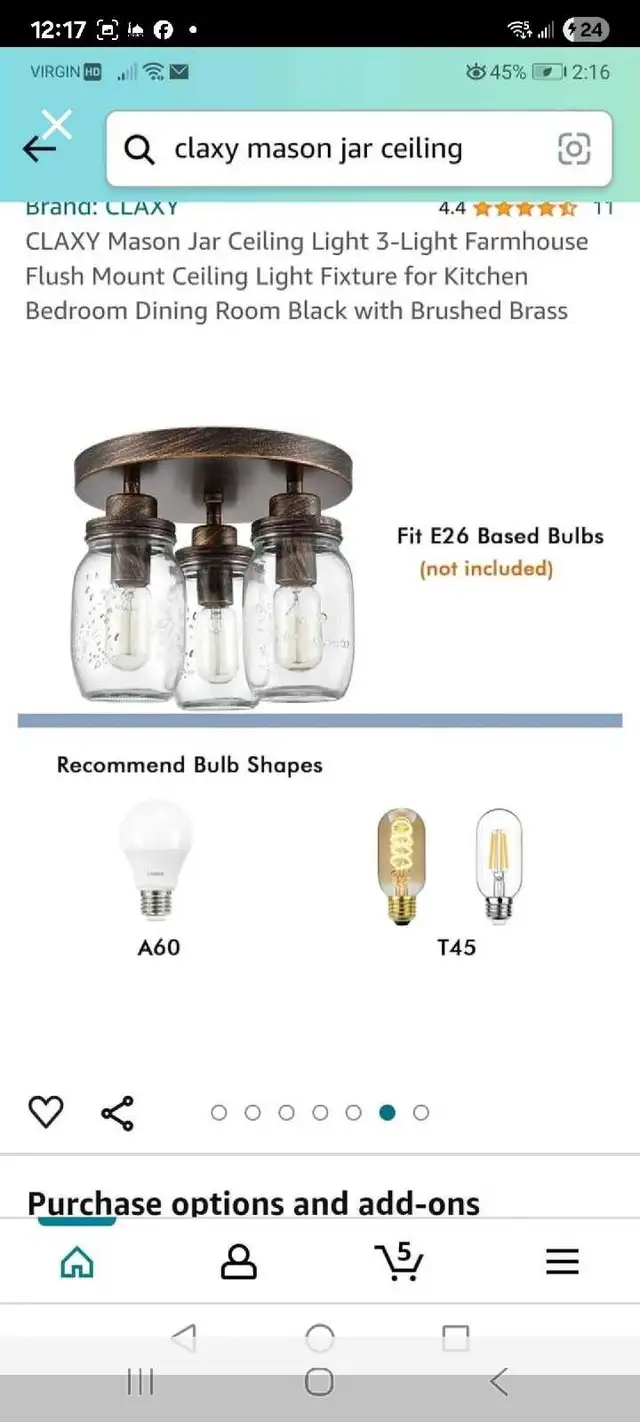 Claxy Mason Jar Ceiling Light in Indoor Lighting & Fans in Kitchener / Waterloo - Image 6