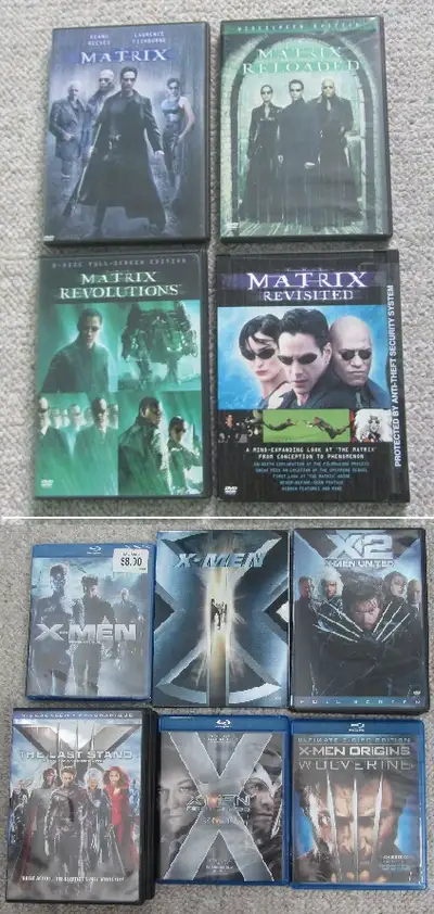 Two movie franchises are available as follows: 1) From The Matrix - The Matrix (DVD), Matrix Reloade...