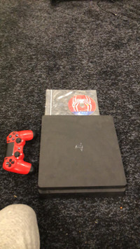 PS4 w/ Red Controller & Spider-Man 