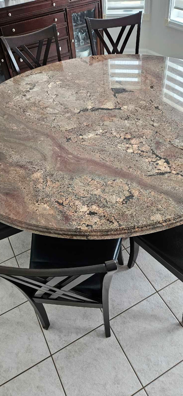 Table  - 70"  Granite dining table & 8 chairs  (custom made) *be in Dining Tables & Sets in Markham / York Region - Image 3