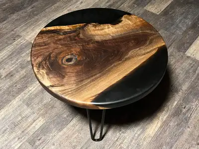 Black walnut live edge coffee table, View more