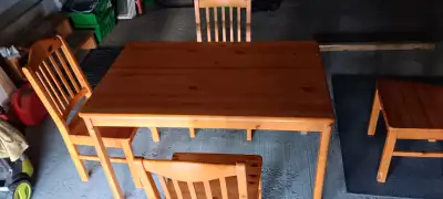 Dining table and chairs, View more