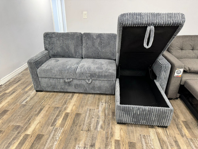 New Fabric Sectional Sofa Bed With Reversible Chaise In Sale in Couches & Futons in Oshawa / Durham Region - Image 3