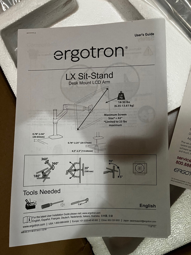 Ergotron LX Sit-Stand Desk Arm in Desks in Edmonton
