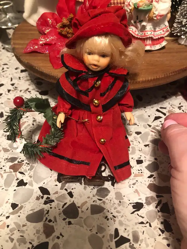 Christmas Themed Petite Porcelain Doll - Corrine62863282884609123