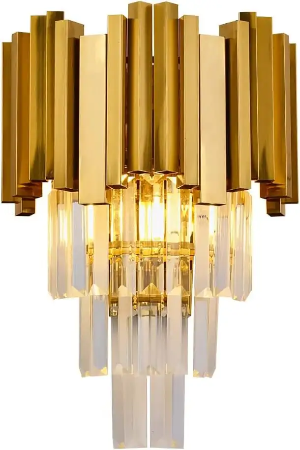Modern Crystal Wall Sconce Lighting Gold Wall Sconce Crystal Hal in Indoor Lighting & Fans in Gatineau - Image 6