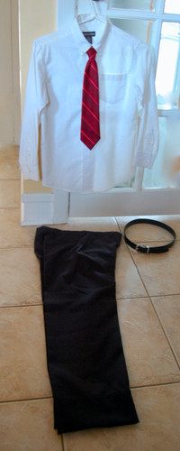 Boys Dress Pants, Shirt, Tie & Belt Size 12/14