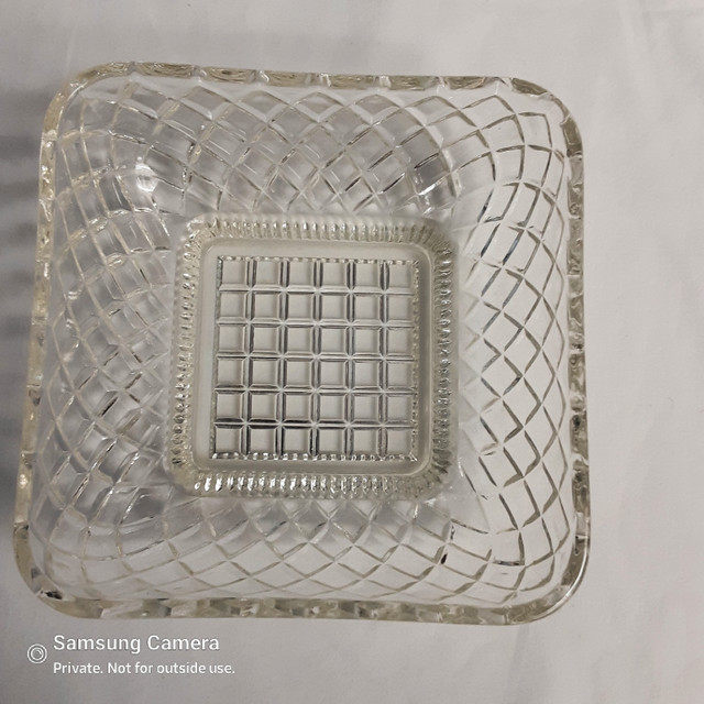 Antique Deep Diamond Cut Glass, Checkers Glass trinket dish in Arts & Collectibles in Calgary