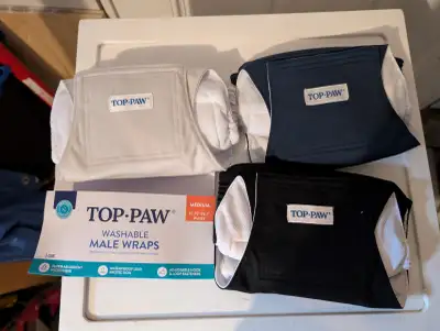 Set of 3 Top Paw Washable Male Wraps, For Dogs 35-55 Lbs  - NEW, View more