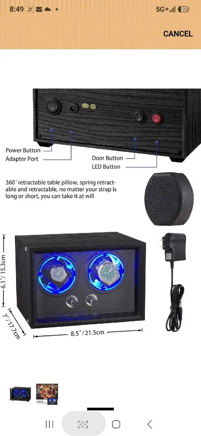 Lenway Watch Winder with Quiet Motor, Automatic Watch Winder Fou in Jewellery & Watches in Markham / York Region - Image 5