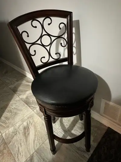 Leather and Wood Swivel Bar Stools, View more