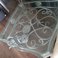 Solid iron and glass end tables