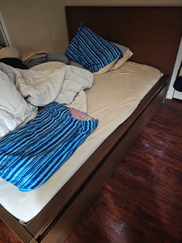 IKEA platform Double  bed frame ..with mattress for extra 10063234499290755123