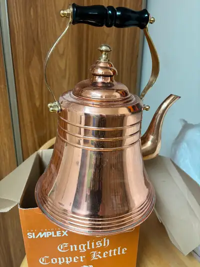 Brand new copper kettle still in box with all the papers to prove authenticity. Never used. Retails...