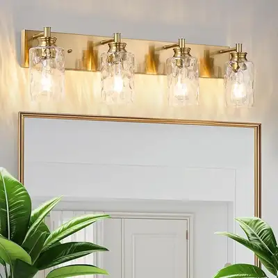 4 Light Bathroom Vanity Light Modern Brushed Gold, View more