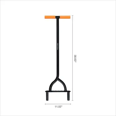 Fiskars heavy-duty two-prong extended reach steel coring aerator with T-handle, 38-inches long. Easy...