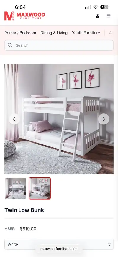 Maxwood Twin Bunk Bed, View more