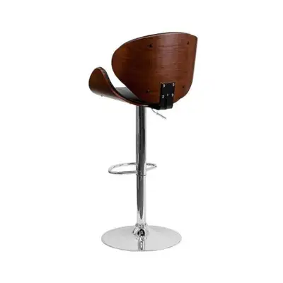 Faux Leather Swivel Bentwood Adjustable Bar Stool in Black, View more