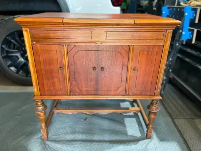 Gutted a Victrola Orthophonic. Relined all inside spaces, added wire ports to all compartments and i...
