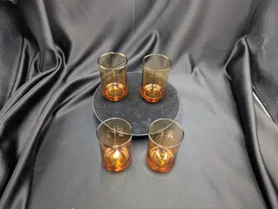 Vintage Amber Flared Rim Juice or Drinking Glasses Set of 4, View more