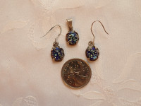 FOR SALE - Silver Blue speckled earrings