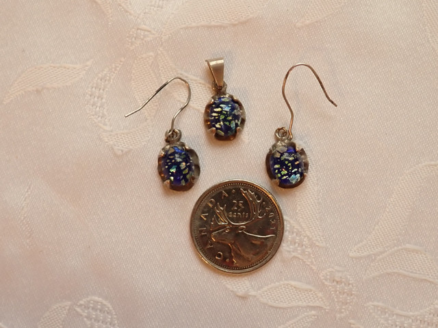 FOR SALE - Silver Blue speckled earrings in Jewellery & Watches in Peterborough
