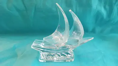 CLEAR GLASS MINITURE SAIL BOAT, View more