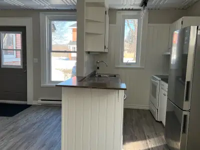 Two bedroom apartment in downtown Bracebridge with on site parking and private backyard. On site lau...