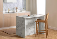 Myro Kitchen Island Faux White Marble and White