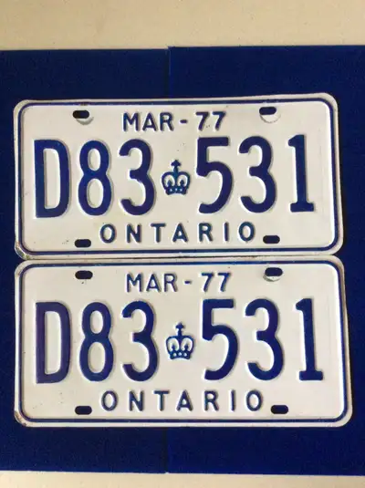 PAIR OF ONTARIO CANADA TRACK LICENSE PLATES, View more