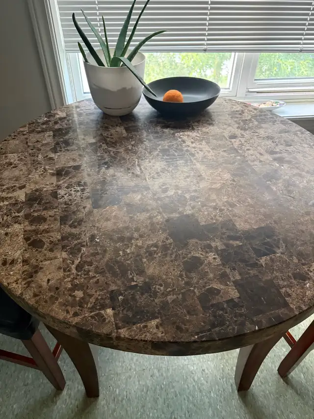 Real Marble & Wood Dining Table + 4 Chairs - $325 OBO in Dining Tables & Sets in Dartmouth - Image 3