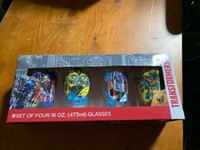 Transformers Set of 4 Large 16 oz Glasses~Optimus Prime,Bumblebe